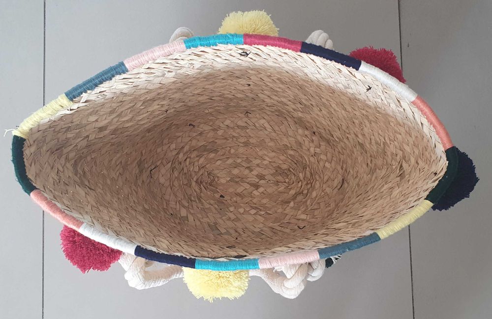 Torba plażowa letnia z pomponami duża koszyk