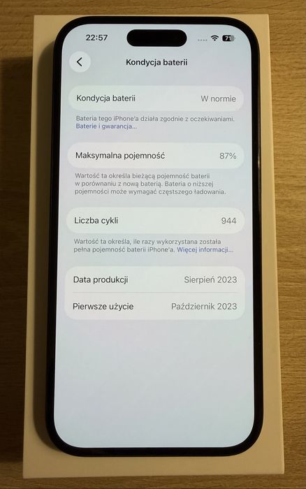 iPhone 15 256 GB Czarny | Dobry stan | 87% baterii | Bez napraw