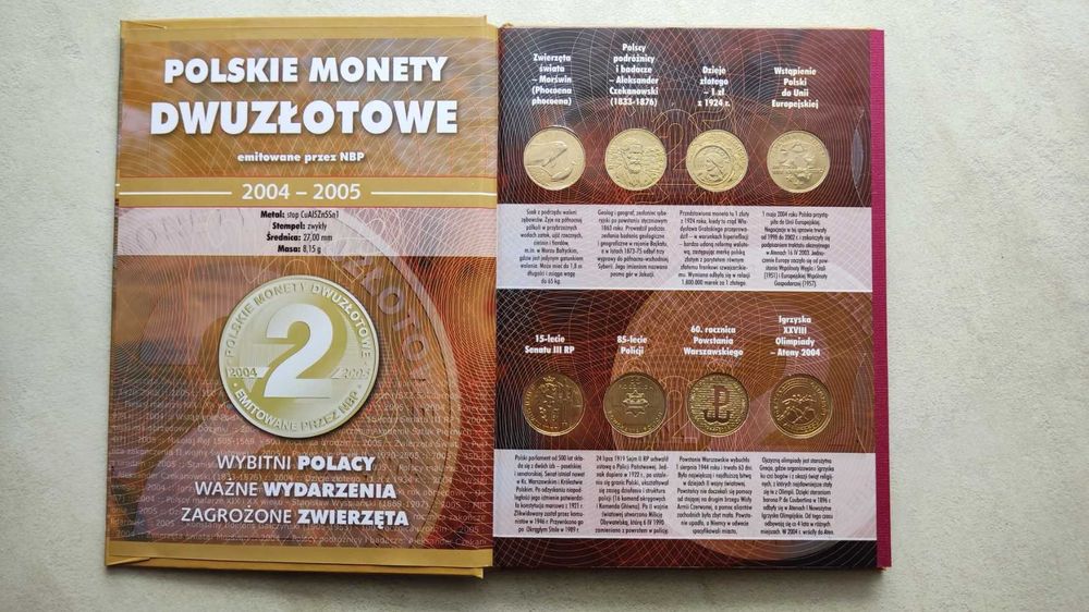 Monety 2 zł 2004r + 2005r - 23szt (mennicze) + album
