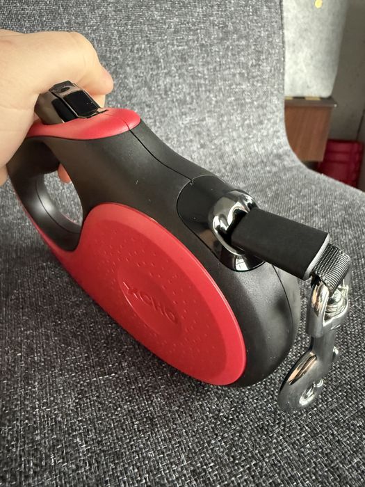 Smycz automatyczna 5 m czerwono-czarna + etui | S M L | nowa tasma