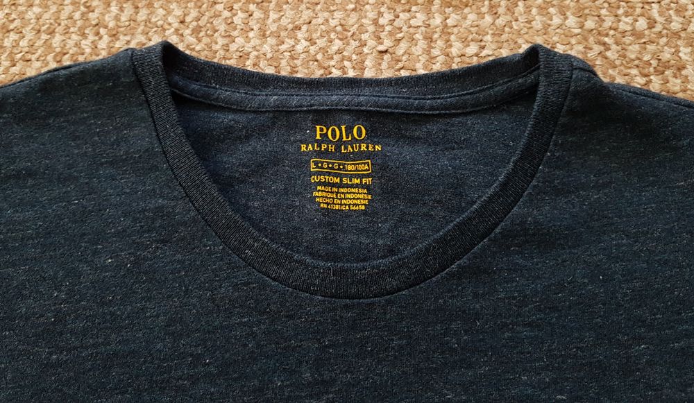 футболка Ralph Lauren Polo custom slim fit оригинал L синяя
