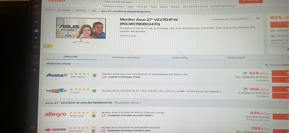 Monitor Asus Zakrzywiany