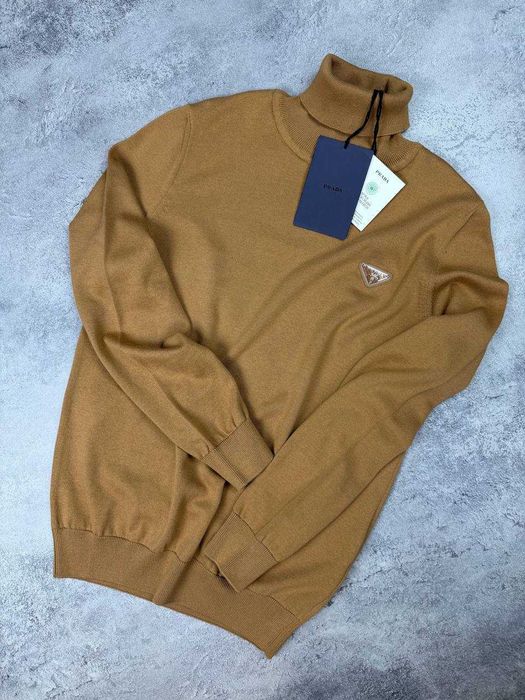 Гольф водолазка Prada молочний, кемел, синій, бавовна (S–XXL)