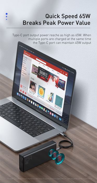 Power Bank 65W Baseus 30000Mah New запакований колір White (білий)