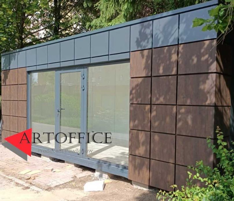 Pawilon handlowy biuro kiosk wystawowy showroom palarnia 6x3m