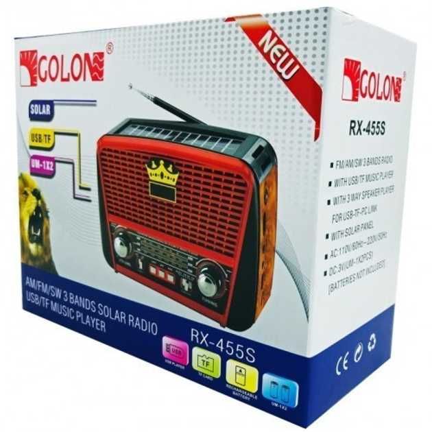 Радиоприемник Golon RX-455S радио с солнечной панелью, USB