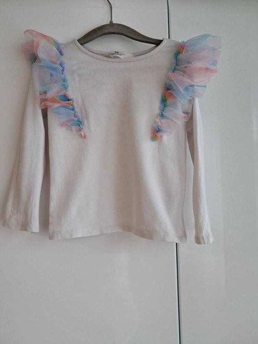 Nowość 2025:) bluzeczka tiulowe falbanki H&M roz 110/116