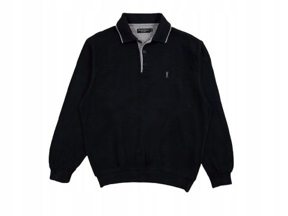 YVES SAINT LAURENT Sweter z Kołnierzem Męski Granatowy Logo r. M