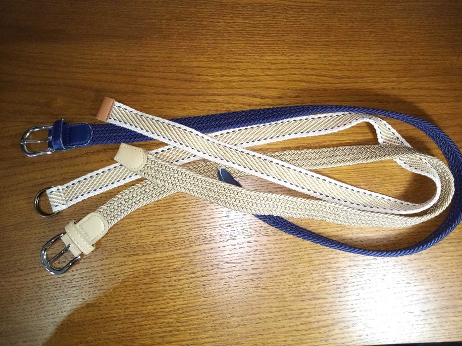 Cintos para criança ajustáveis creme e azul marinho (5 aos 12 anos)