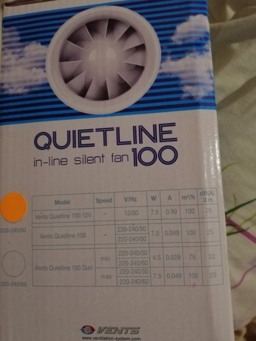 100 Квайтлайн (Вентс), канальный вентилятор