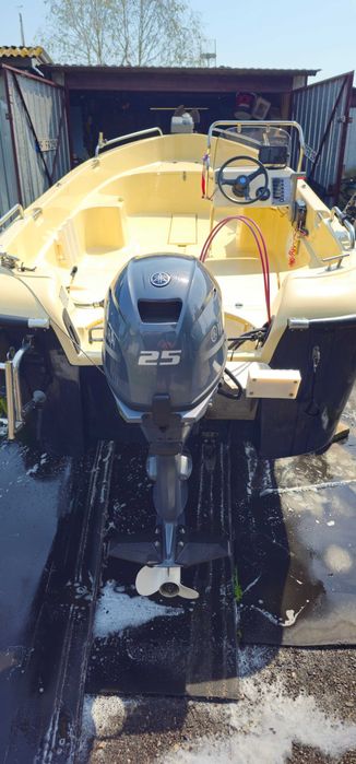 Łódź motorowa łódka wędkarska Alfa 450 + silnik yamaha 25getl + wózek slipowy