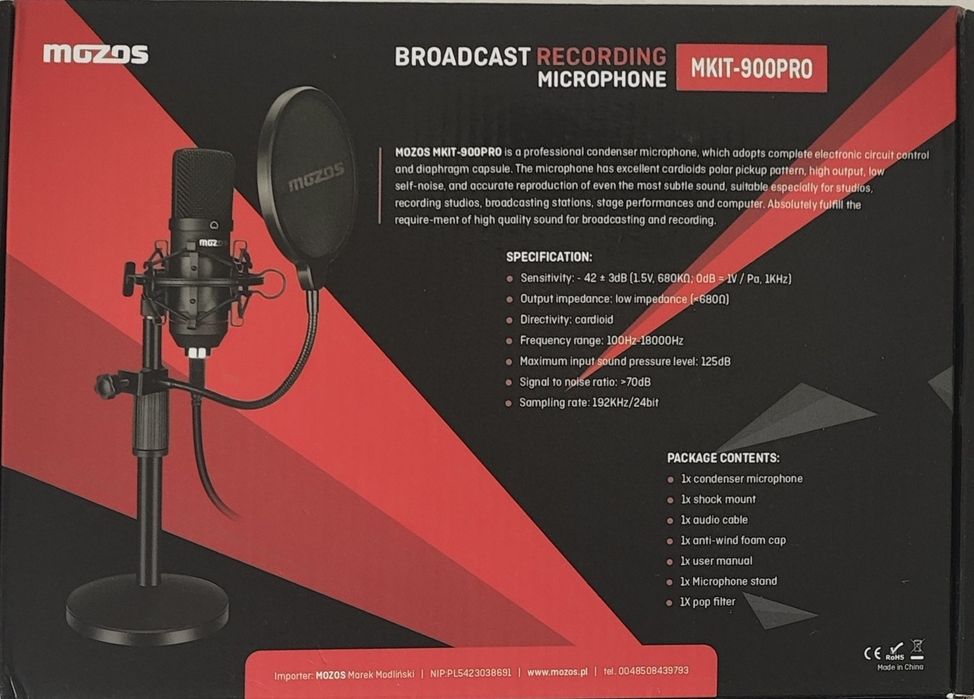 Mikrofon pojemnościowy Mozos MKIT-900PRO
