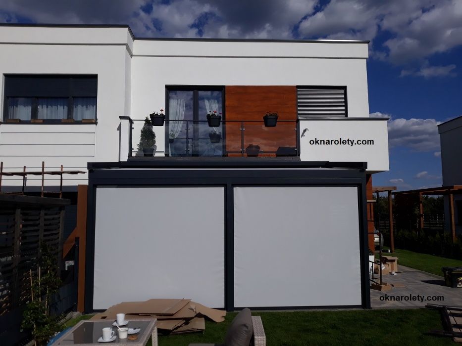 Pergola tarasowa 800x600 Aluminiowa konstrukcja 10 tkanin napęd Somfy