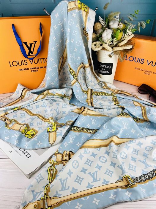 Шелковый платок Луи Витон Louis Vuitton шовкова хустка Люкс