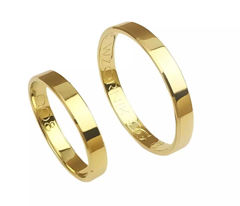 Obrączki ślubne płaskie fazowane z żółtego złota 3mm Classic/ GOLDRUN