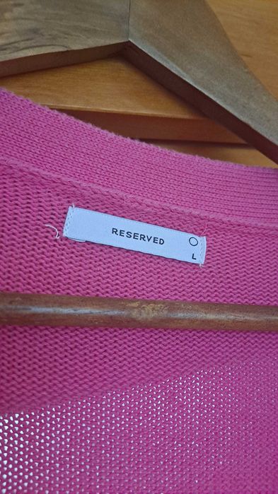 Różowy rozpinany sweter kardigan w warkocze Reserved rozmiar L