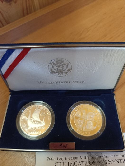 СРІБЛО! Набір.(сет) США. Leif Ericson Millenium. Сертифікат. ПРУФ