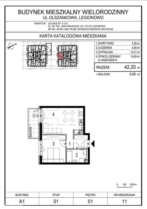 2 pokoje 42,2 m2 w Legionowie od dewelopera