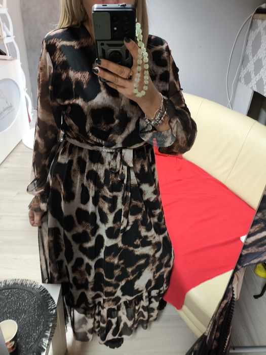 Piękna długa sukienka  centki panterka l xl XXL