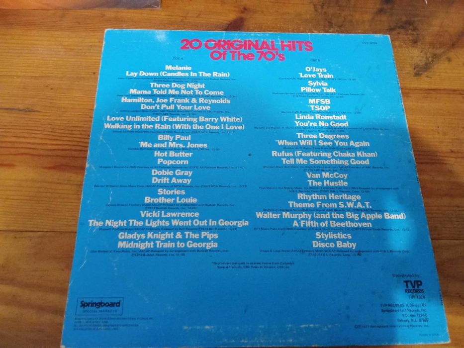 VARIOS - The 20 Original Hits Of The 70'S (Ed USA - 1977) (Stylists, B Paul, MFSB, HOT BUTTER) LP