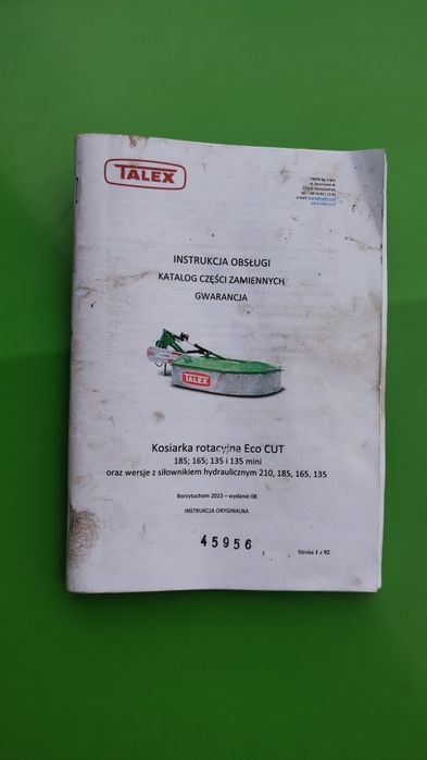 Kosiarka 1,85 m rotacyjna  ECO CUT 185 TALEX
