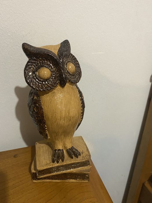Anjo e mocho de cerâmica
