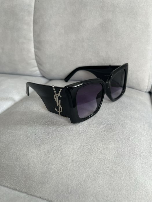 Czarne gradient okulary duze przeciwsloneczne srebrne ysl