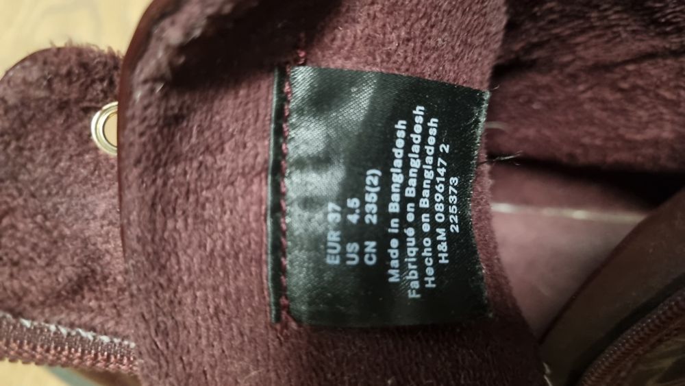 Buty glany H&M r.37 bordo lakierowane