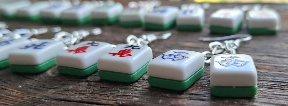 Kolczyki handmade Mahjong