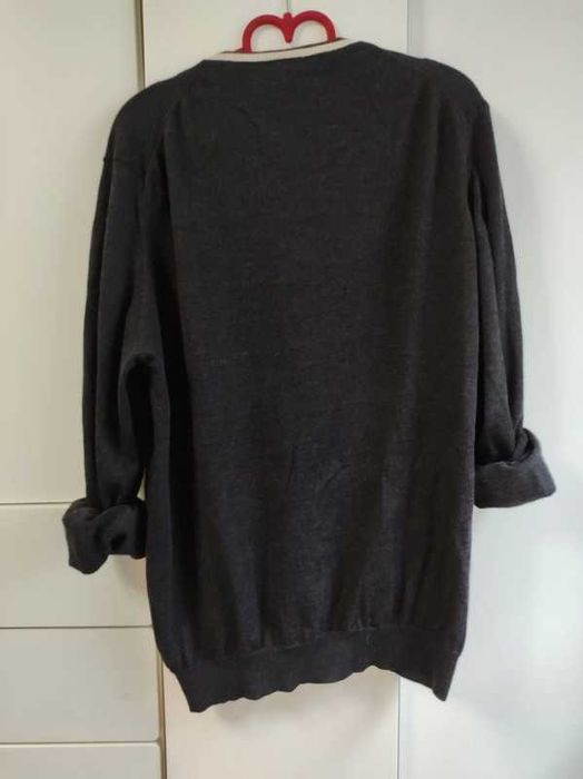 Wełniany merino wool extrafine sweter w serek Roz XL olymp
