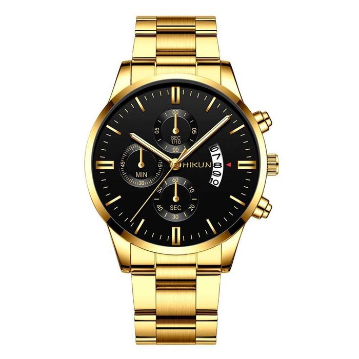 Nowy męski zegarek na bransolecie , bransoleta data kolor złoty