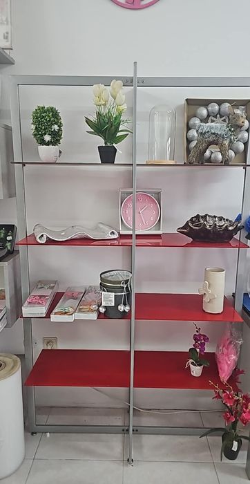 Estrutura ferro com prateleiras em vidro