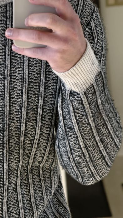Sweter męski Ted Baker 3 M w pasy strukturalny premium bawełna wełna casual