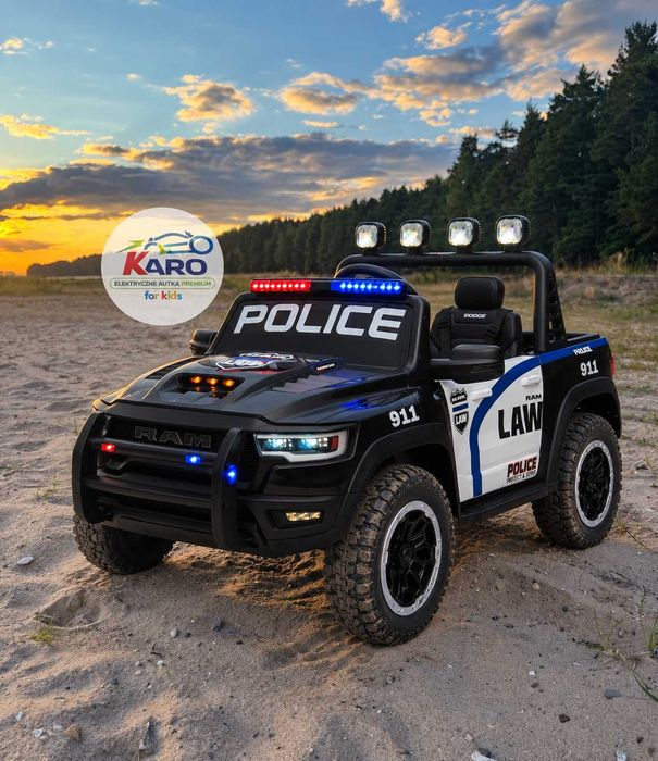 Auto na akumulator RAM Policja 4x4 24V Bluetooth USB MP3 Full LED EVA