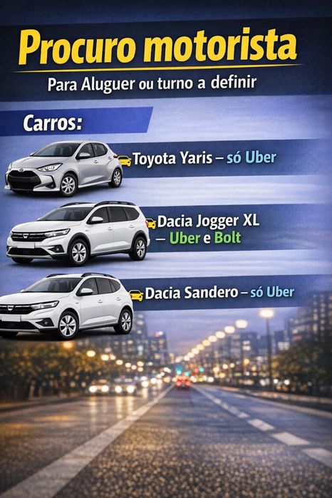 Turno/aluguer tvde ou privado diario