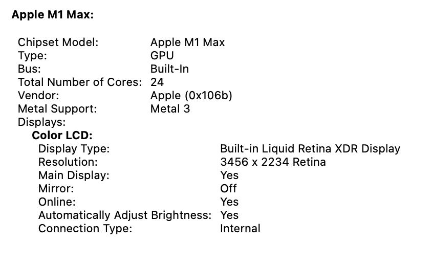MacBook Pro 16 2021 M1 MAX 64GB RAM 1TB SSD 95%