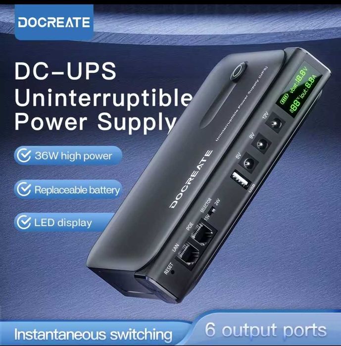 DOCREATE DC1036L - ДБЖ (UPS) для роутера та інш. (Без елем. живлення).