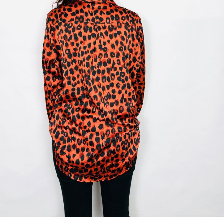 Satynowa koszula w panterkę pomarańczowa S 36