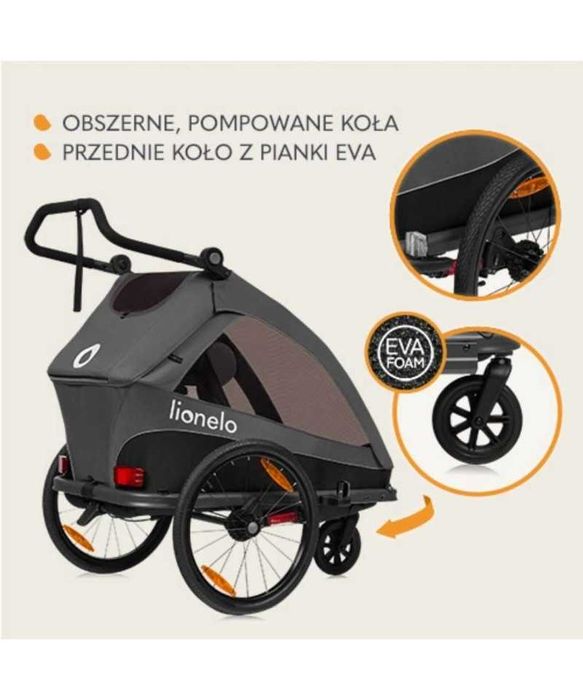Przyczepka rowerowa dla dzieci 2w1 wózek spacerowy składana lionelo
