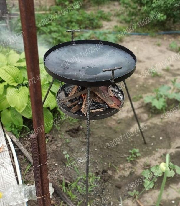 Садж сковорода-мангал 50см на высоких разборных ножках на природу,дачу