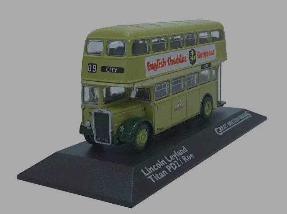Коллекционная модель автобуса Lincoln Leyland Titan PD2/Roe от Atlas Editions.  Модель в масштабе 1:76.