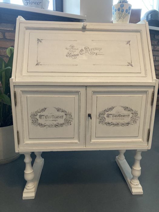 Sekretarz sekretarzyk komoda szafka biały Shabby Prowansja retro