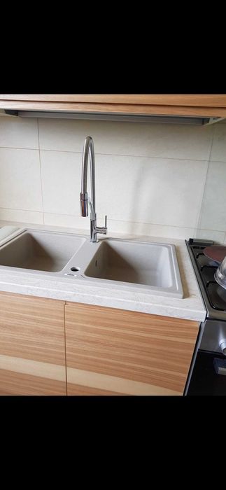 Iceberg zlewozmywak zlew dwukomorowy piasek piaskowy jasny