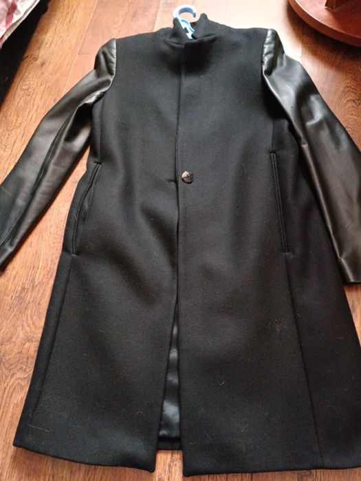 Women’s Black Zara Wool Faux Leather Smart Coat