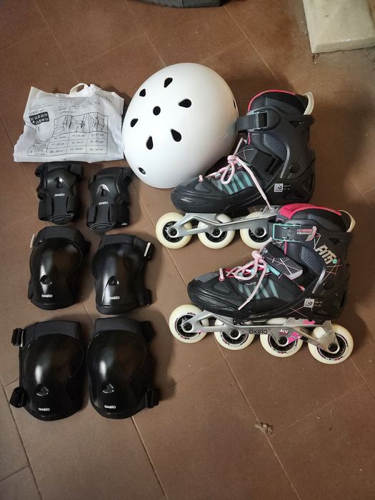 Conjunto de patins muito pouco usado.