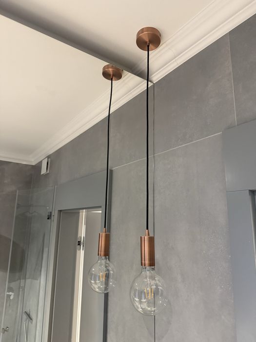 Lampa wisząca żarówka różowe złoto