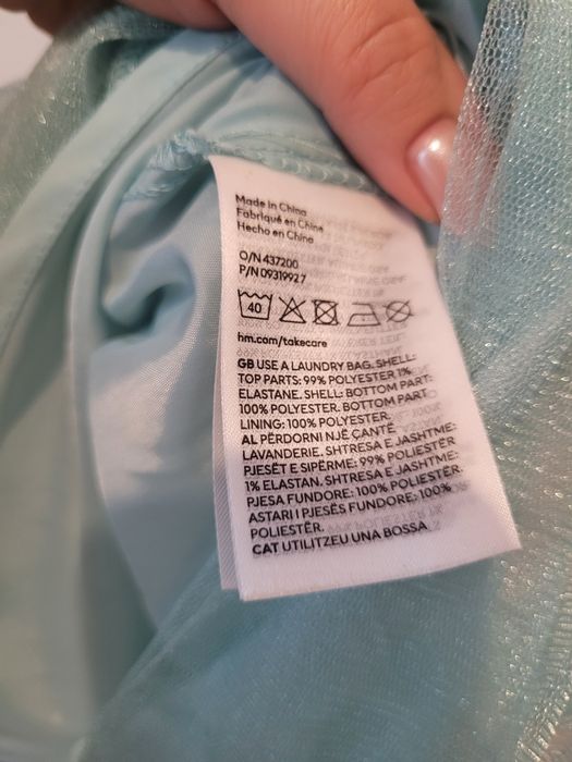 H&M miętowa sukienka z tiulem 98/104