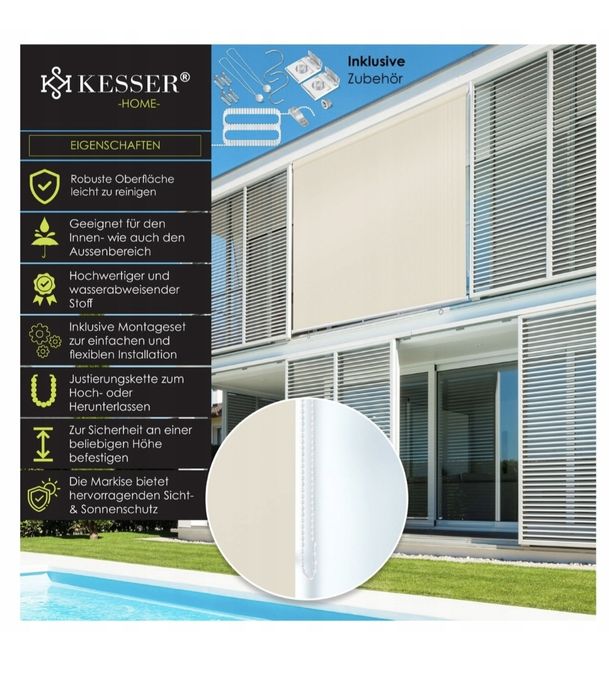 Markiza pionowa KESSER 140x240 cm – ochrona i prywatność na każdą pogo