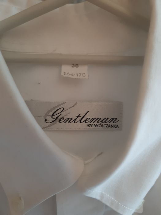Koszula prl Wólczanka biała krótki rękaw 38 164/170 gentleman lato vin
