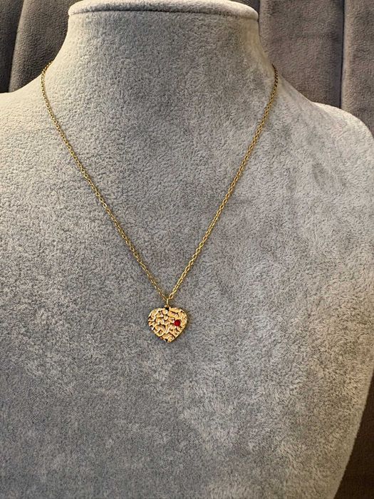 Złoty łańcuszek z zawieszką serce stal chirurgiczna